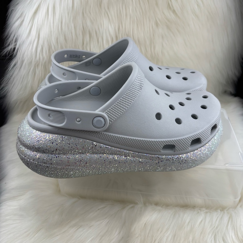 CROCS CLASSIC CRUSH GLITTER CLOG SHOES - Picture 2 of 7